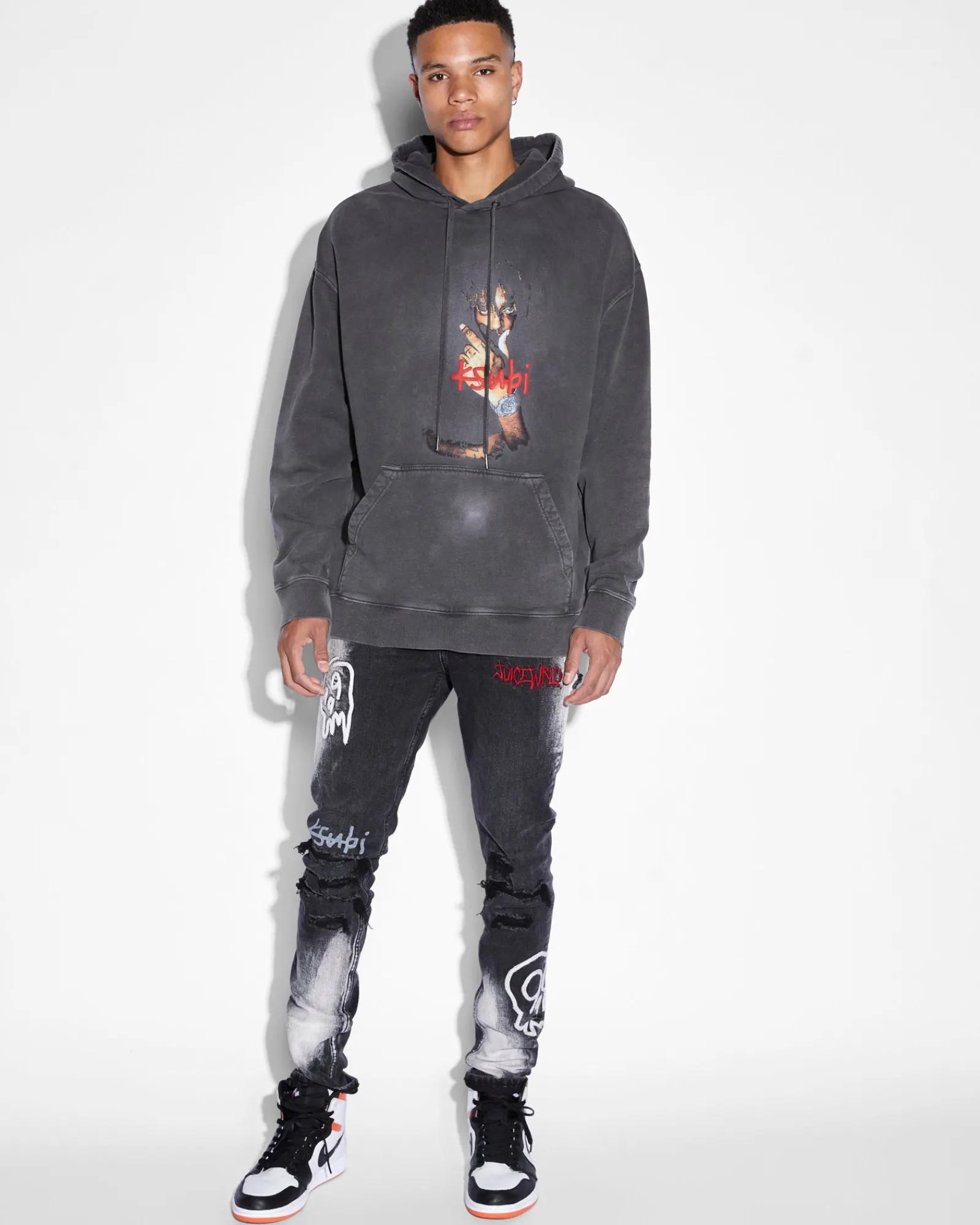 New Ksubi 999 Wrld Biggie Hoodie Faded Black