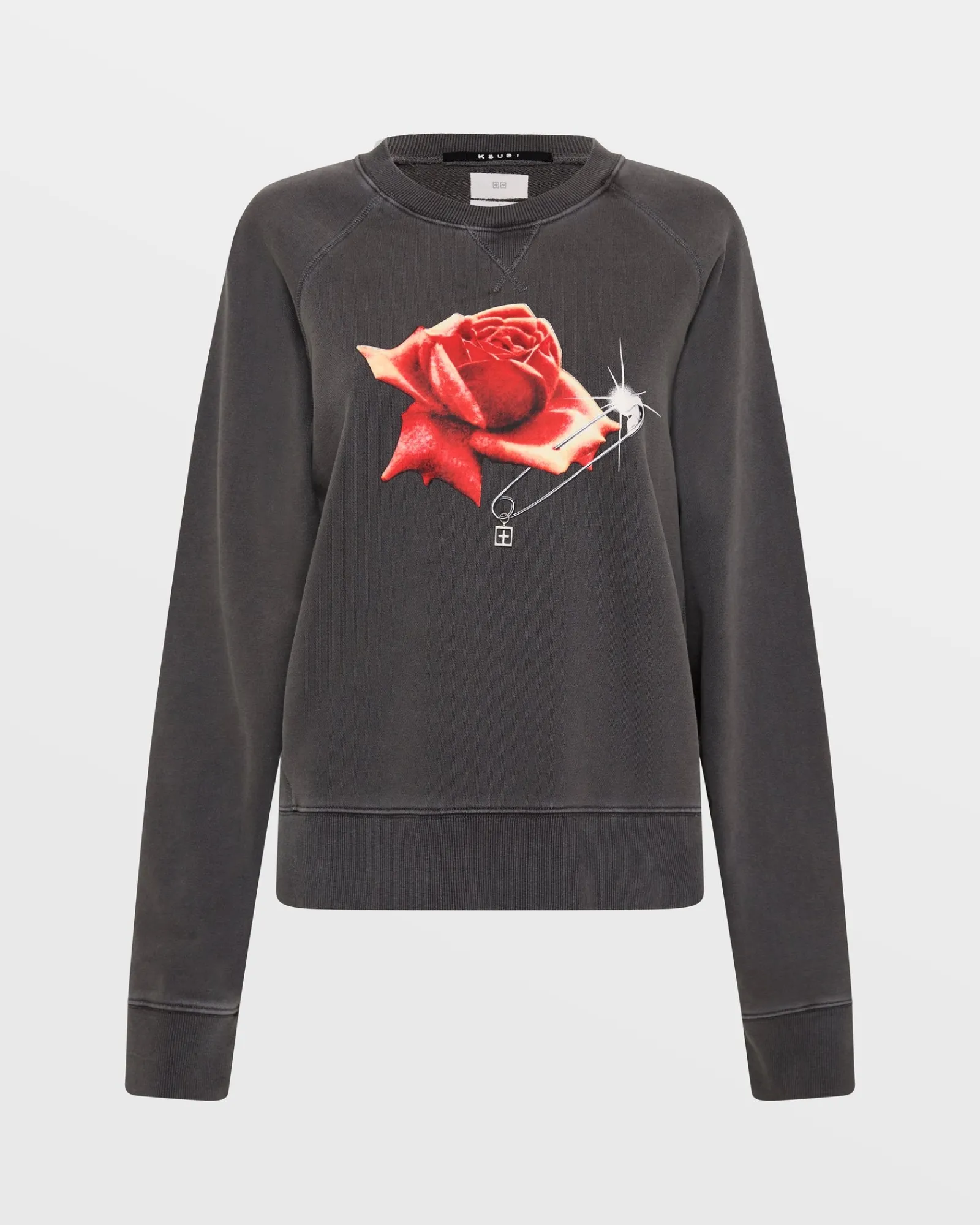 Discount Ksubi Feels Good Raglan Crew Charcoal