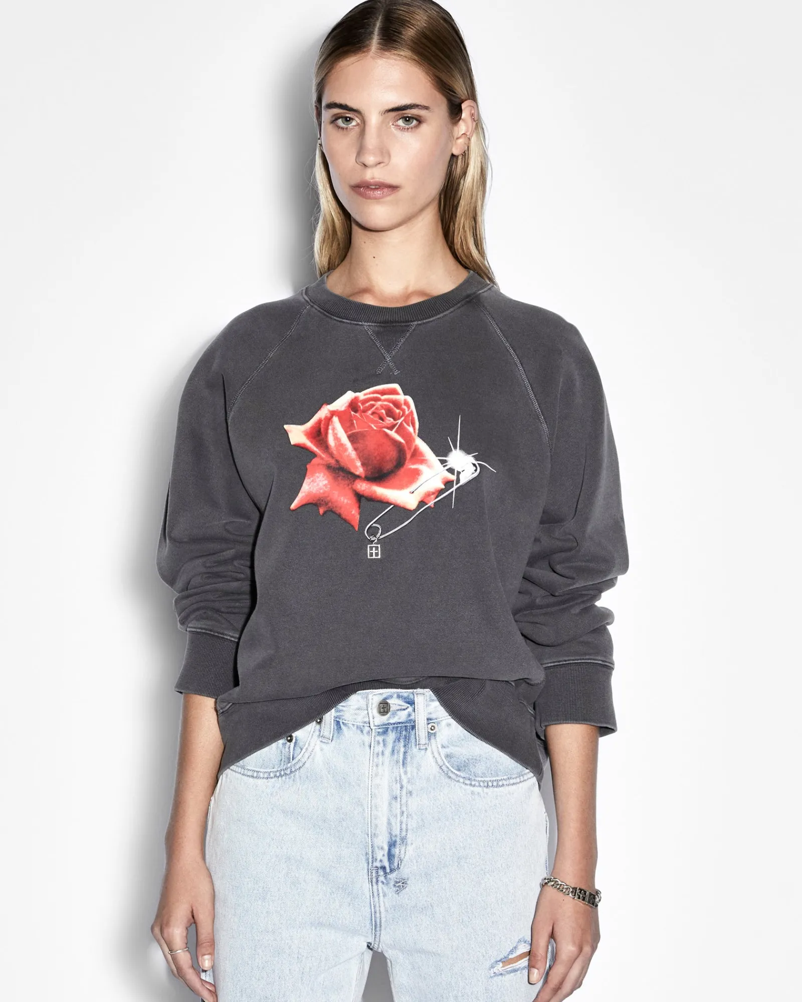 Discount Ksubi Feels Good Raglan Crew Charcoal