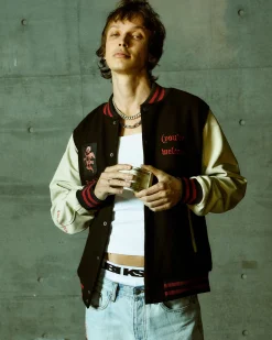 Clearance Ksubi Icons Letterman Jacket Black