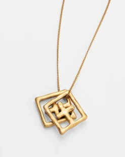 Outlet Ksubi 18K Aged Box Cross Necklace