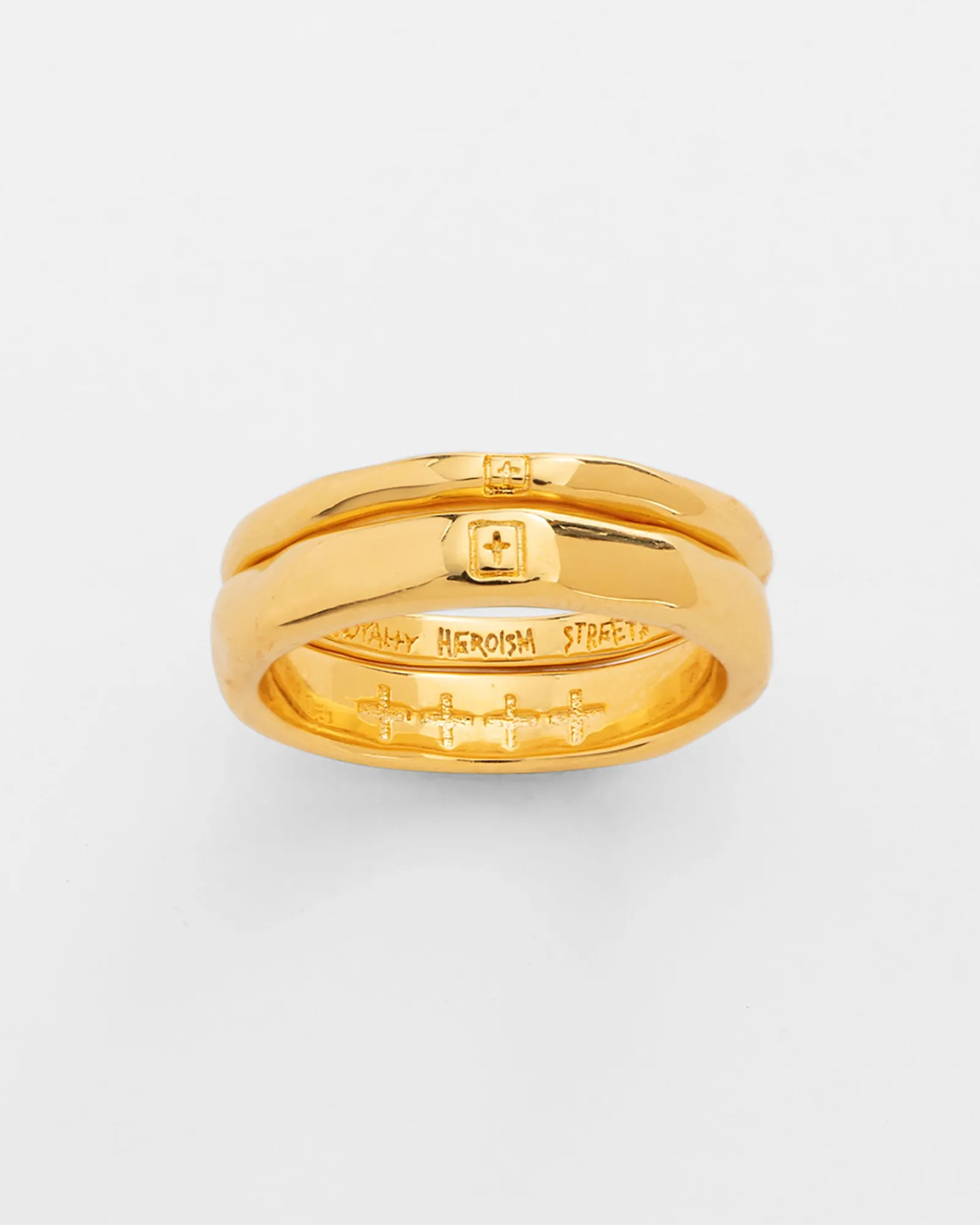 Shop Ksubi 18K Dripps Box Cross Ring Set