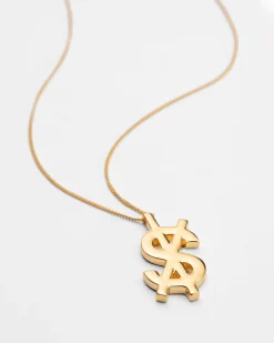 Cheap Ksubi 18K Dripps Cross Dollar Necklace