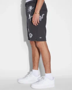 New Ksubi Kut Out Trak Short Faded Black
