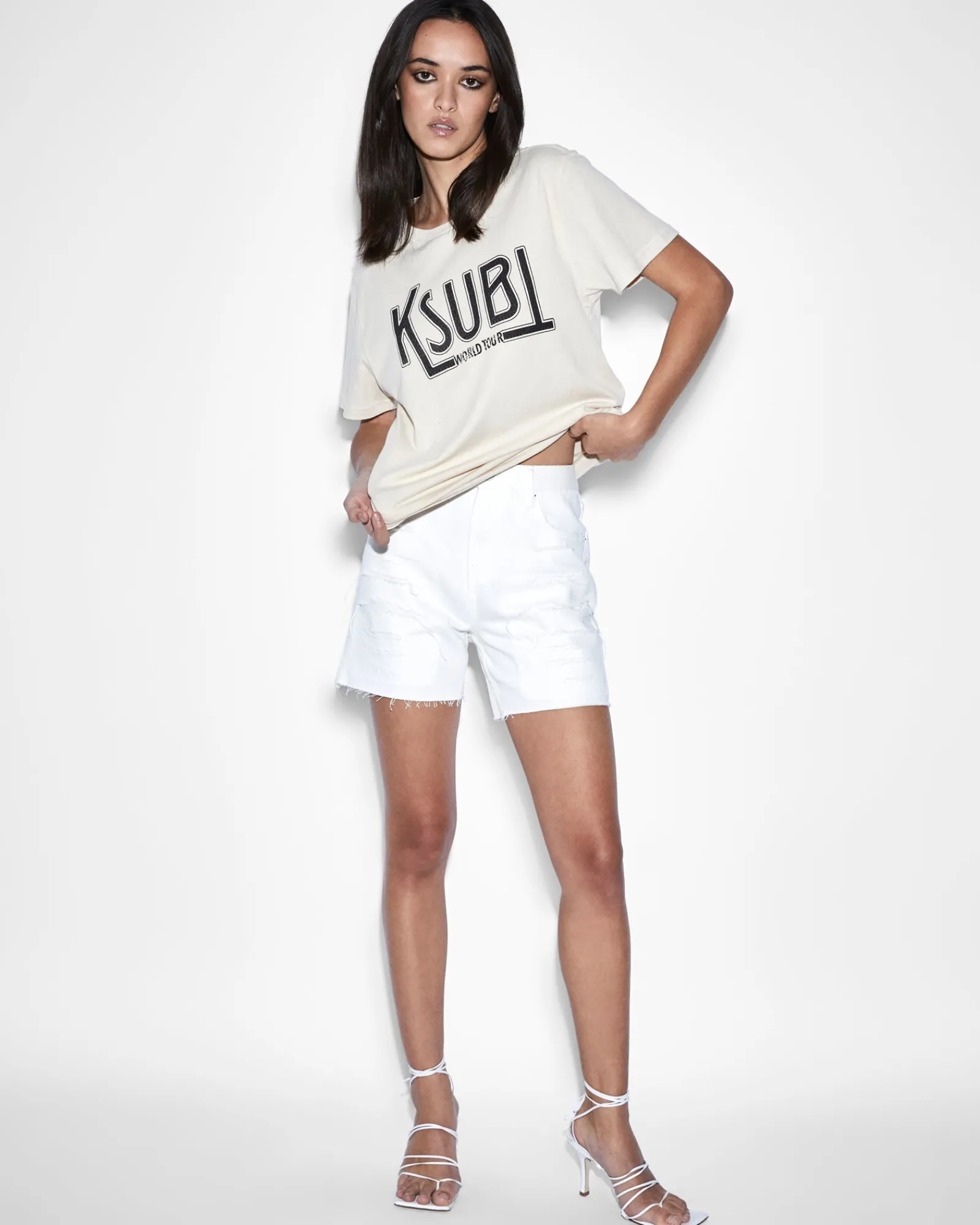 Hot Ksubi Racer Short Blanc Sliced