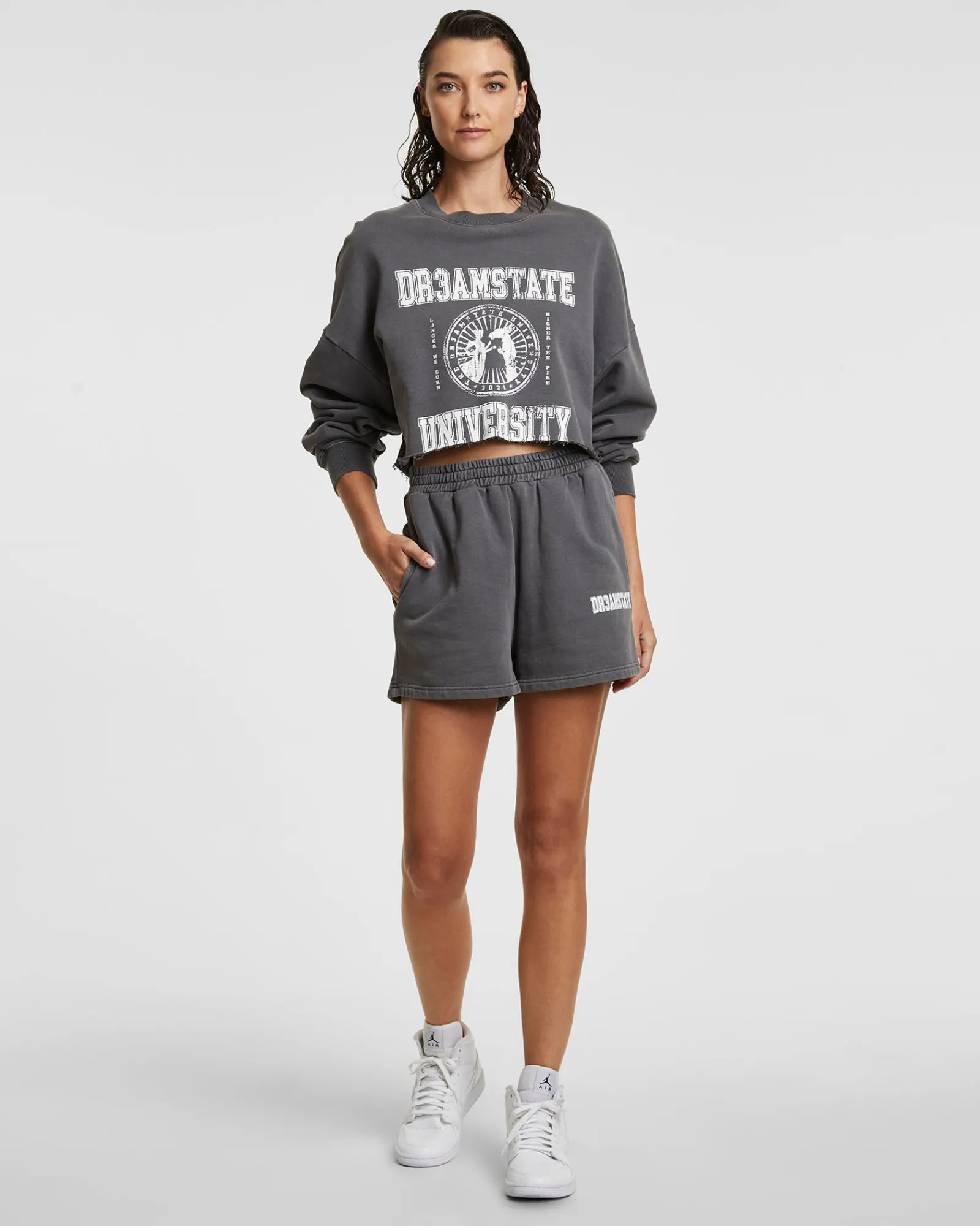 Shop Ksubi Varsity Trak Short Washed Grey